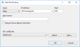 Creating a new HTTPS binding Creating a new HTTPS binding